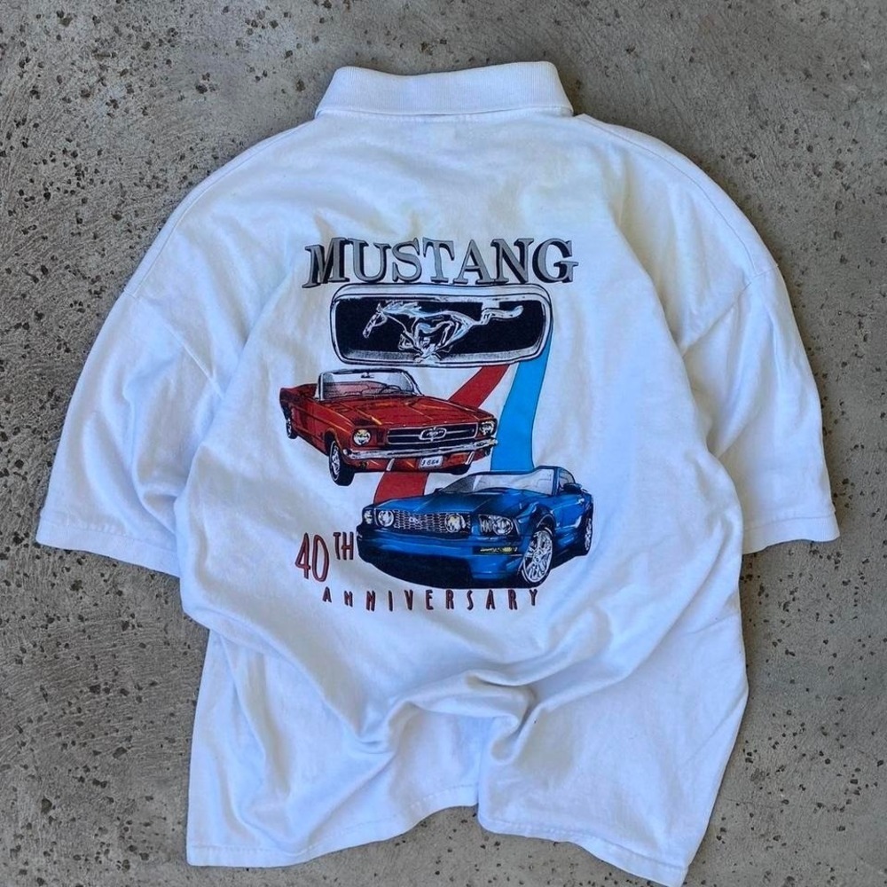 Vintage 90s Ford Mustang Anvil Polo T-Shirt Size XXL